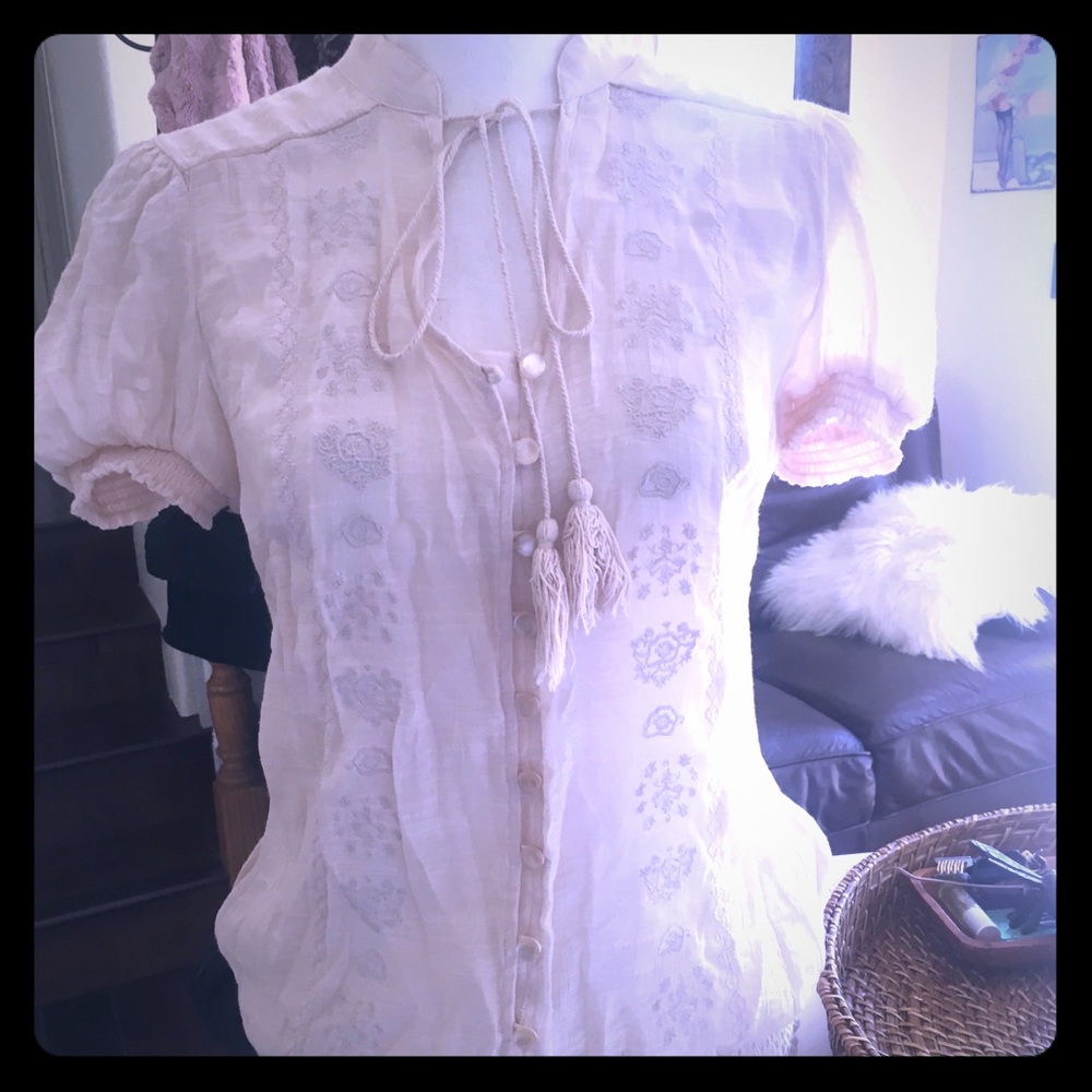 Bohemian off white /Rose blouse